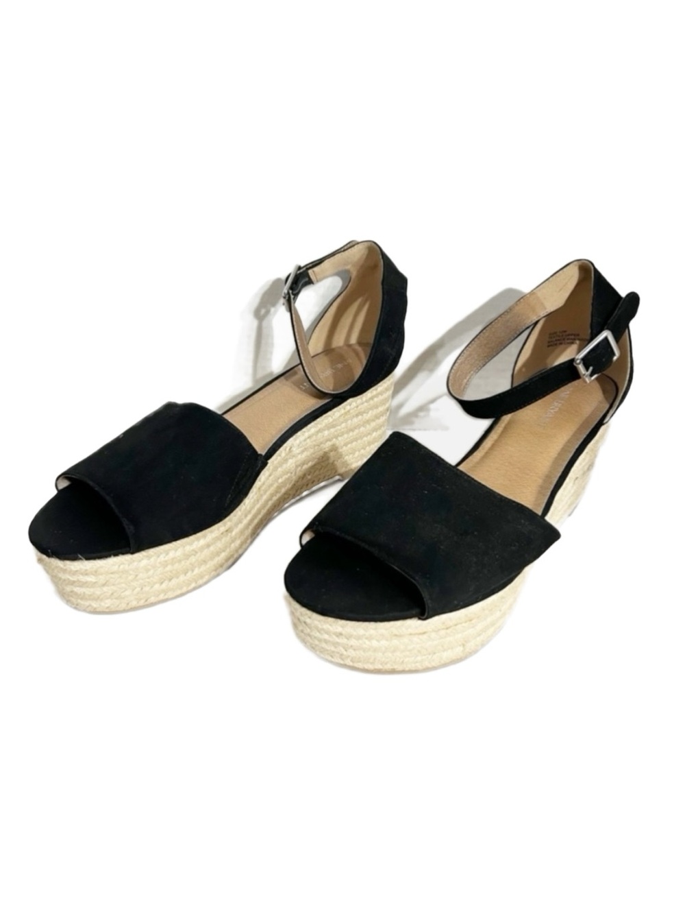Lane Bryant Black Espadrille Wedge Open Toe Platform Sandal Open Toe Ankle Strap